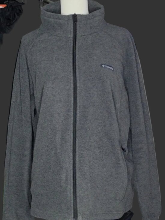 COLOMBIA Jackets & Blazers - Columbia Gray Full Zip Fleece Jacket High Neck Outdoor Casual